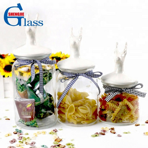 Decorative Bread Bin Biscuit Tea Coffee Sugar Canister Set Jar Storage Jar Glass Kitchen Airtight Glass Jars