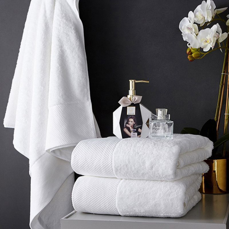 Factory supply Great Quality  5 star hotel face hand towels white custom logo bathroom 100% cotton white hotel bath towel