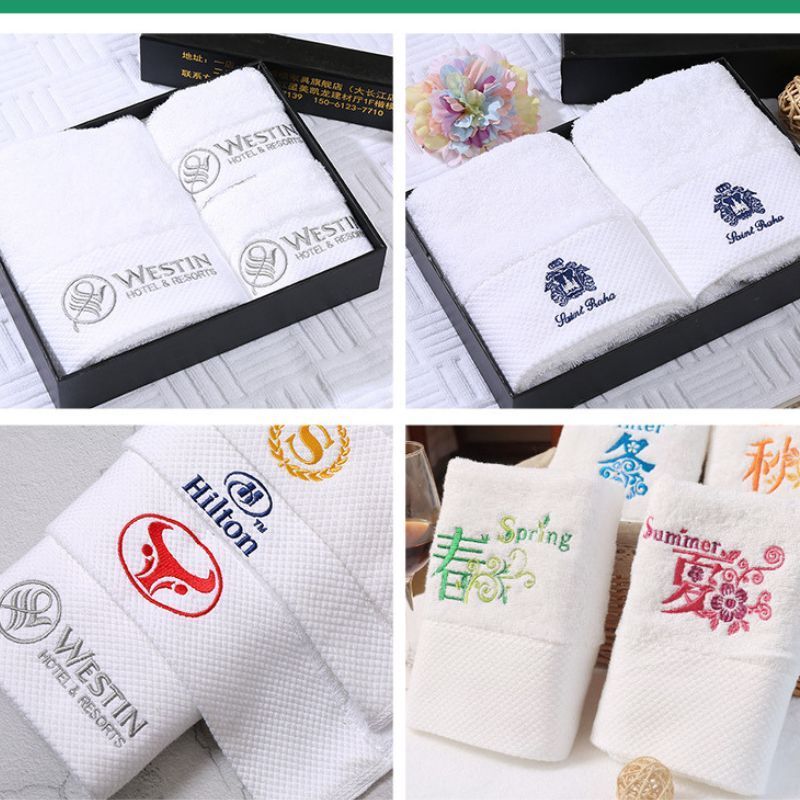 Factory supply Great Quality  5 star hotel face hand towels white custom logo bathroom 100% cotton white hotel bath towel