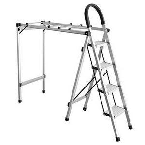 2-In-1 Function Multi-Functional Clothes Hanger Removable Balcony Clothes Laundry Drying Rack Folding Aluminum Ladder