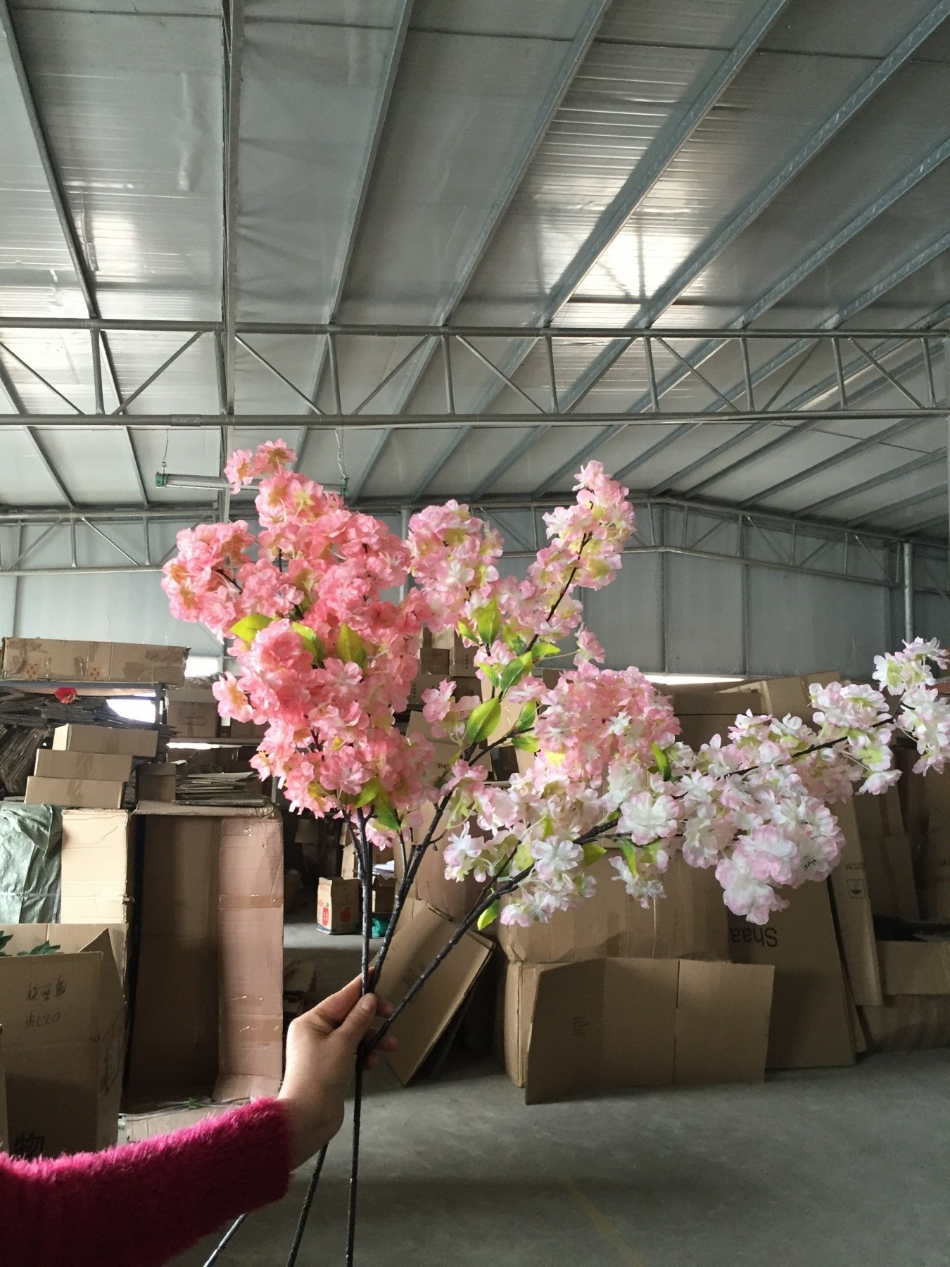 Artificial white pink silk Cherry Blossom flowers tree Branch stem Cherry Flowers Branch For Wedding Decoration