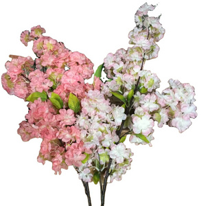 Artificial white pink silk Cherry Blossom flowers tree Branch stem Cherry Flowers Branch For Wedding Decoration