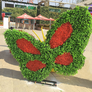 Artificial Garden Decoration Topiary Animal Green Plant Grass Animal Plastic Artificial Butterfly Shaped for sale