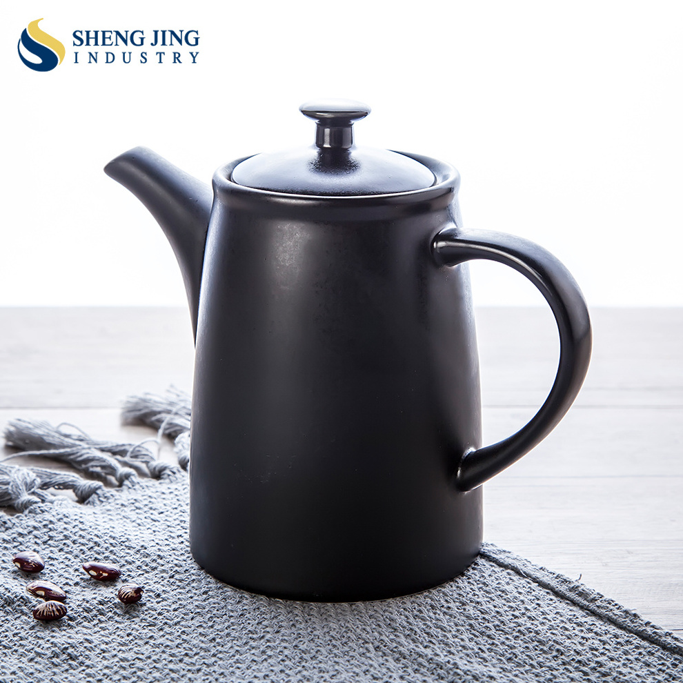 Wholesale Custom Logo MOQ 100 Ceramic Tea Pot Black