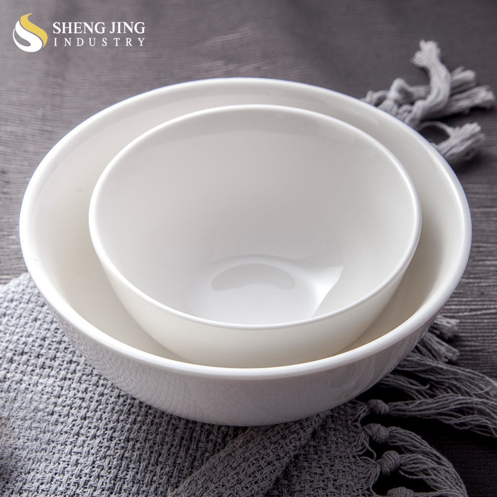 Shengjing Custom Logo Western Ceramic Dinner Tableware Round White 4.5 Inch 6 Inch Cheap Porcelain Bowl For Restaurants Hotel