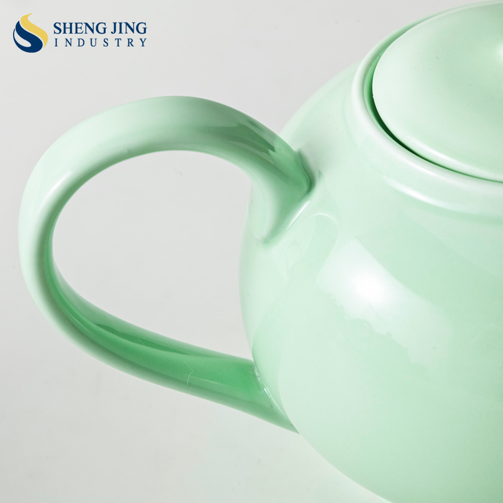 ShengJing Fashion Blue Red Green Orange Color Glazed Glossy Ceramic Coffee Tea Milk Pot Jug Teapot