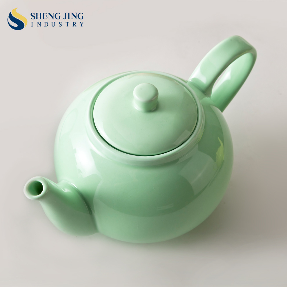 ShengJing Fashion Blue Red Green Orange Color Glazed Glossy Ceramic Coffee Tea Milk Pot Jug Teapot