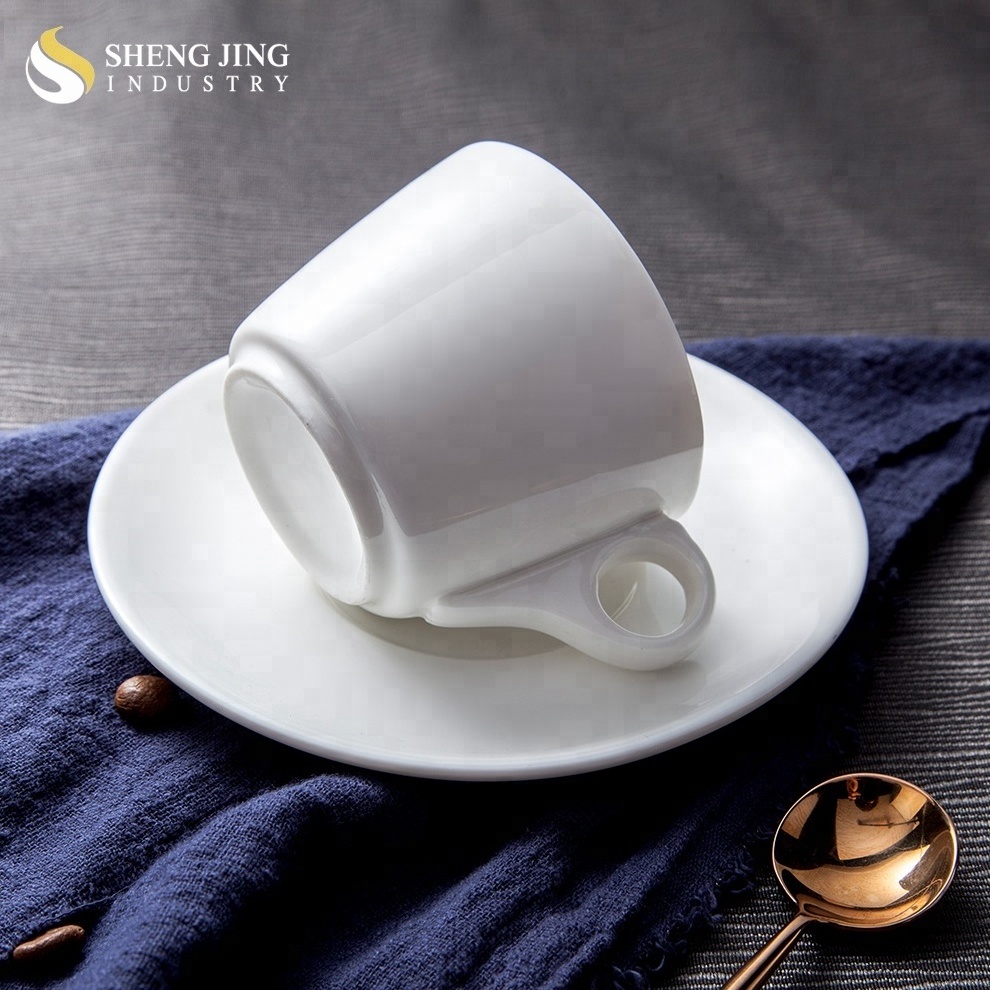 Modern Design Custom Plain White Ceramic Espresso Coffee Tea Cup and Saucer Set For Restaurant Hotel