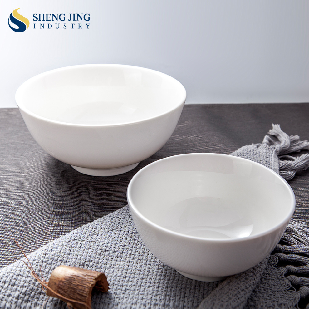 Shengjing Custom Logo Western Ceramic Dinner Tableware Round White 4.5 Inch 6 Inch Cheap Porcelain Bowl For Restaurants Hotel