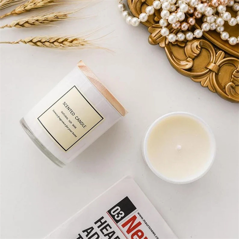 Home Decoration Glass Jar Smokeless Soy Wax candles in bulk With Gift Box small tealight glass candle jar with wooden lid