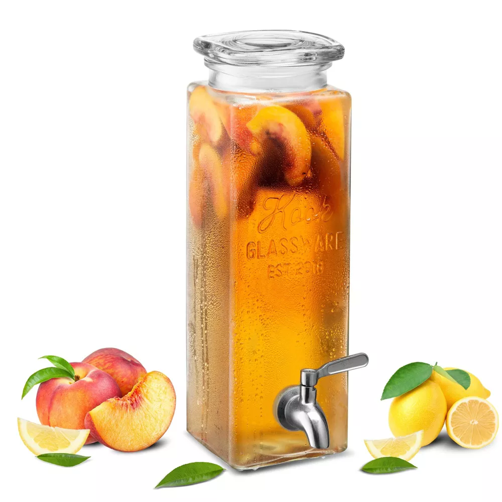 Recyclable 20L 15L 10L 8L 6L Tall Glass Beverage Dispenser transparent huge glass drinking juice tea dispenser pitcher with tap