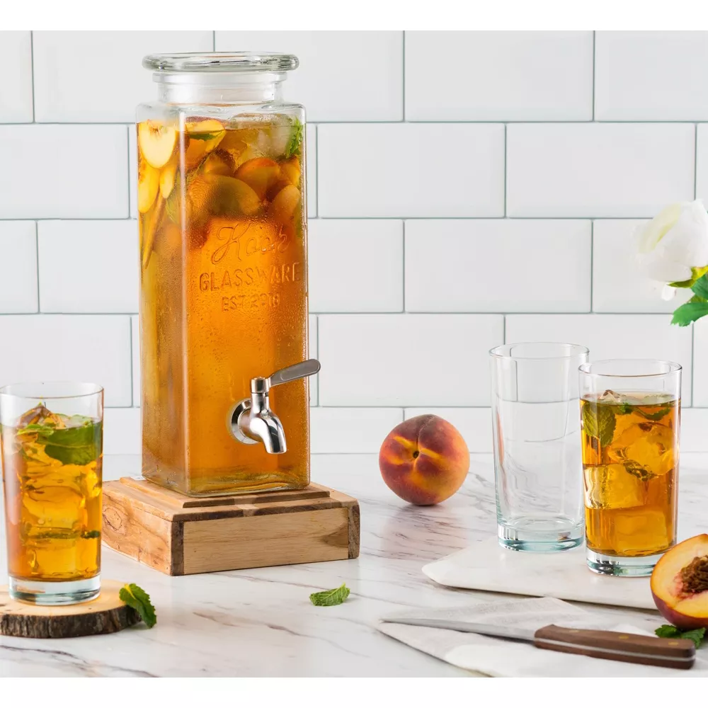 Recyclable 20L 15L 10L 8L 6L Tall Glass Beverage Dispenser transparent huge glass drinking juice tea dispenser pitcher with tap