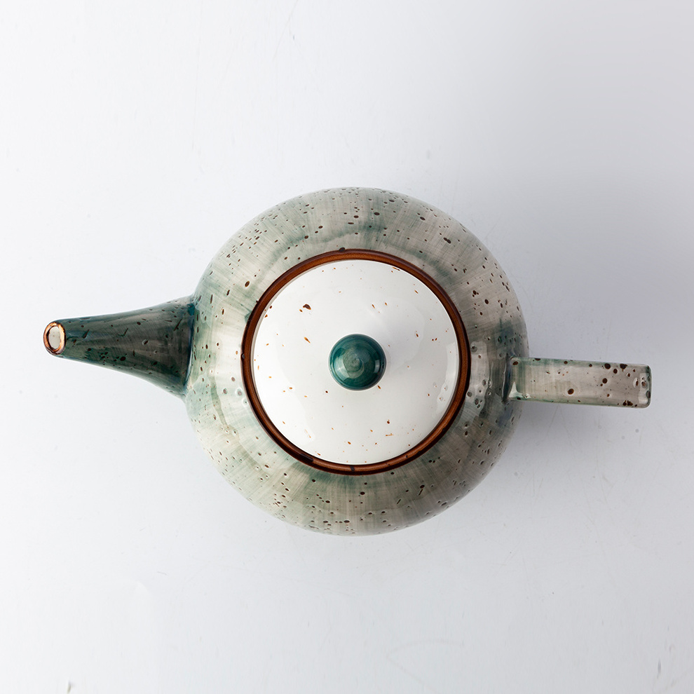 Porcelain Teaware Modern Coffee Pot Unique Reactive Green Ceramic Teapot