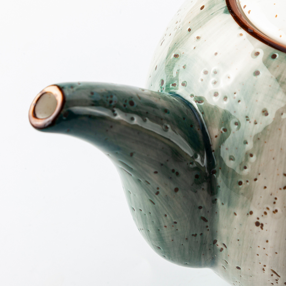 Porcelain Teaware Modern Coffee Pot Unique Reactive Green Ceramic Teapot