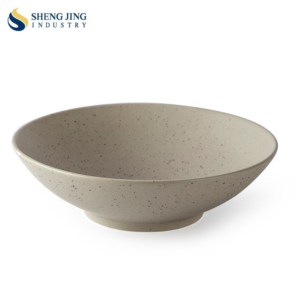 Round Brown Ceramic Noodle Bowl Glazed Custom Design Decorative Ceramic Soup Bowl For Restaurant Hotel Wedding Home