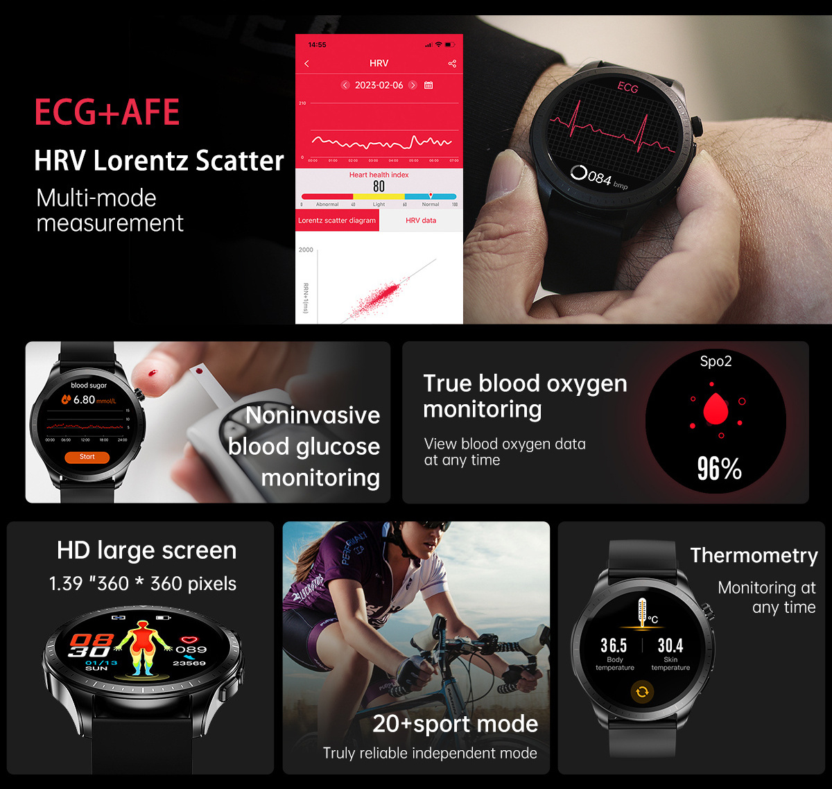 2023 NEW E420 smart watch Intelligent ECG PPG blood glucose health watch 1.39 inch screen monitoring non-invasive blood glucose