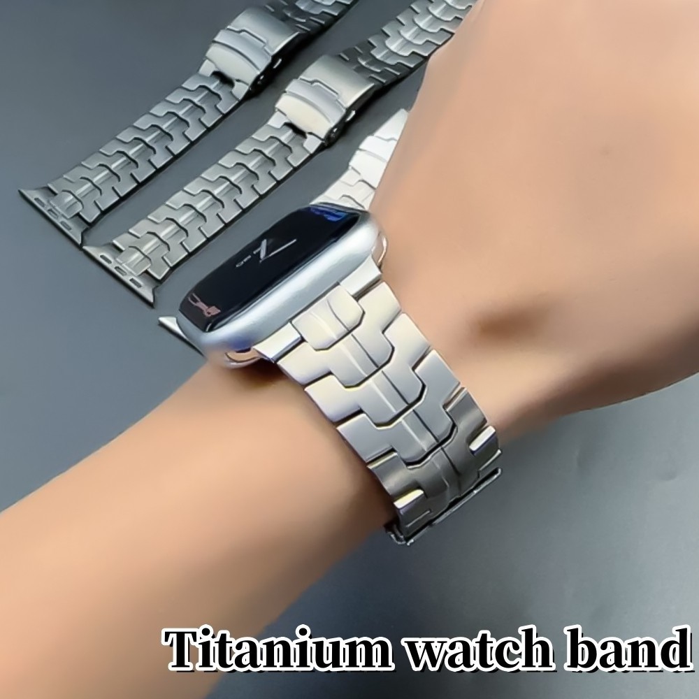 Titanium Band for Apple Watch Durable Lightweight Titanium Metal Strap for Apple Watch Series 9 8 7 6 5 4 3 2 SE Men