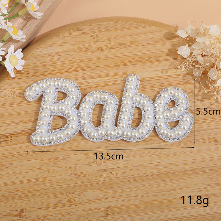 Mrs Babe Bride Patches Glitter Alphabet Appliques Patches Letters Pearl Letter Patches Bling Rhinestone