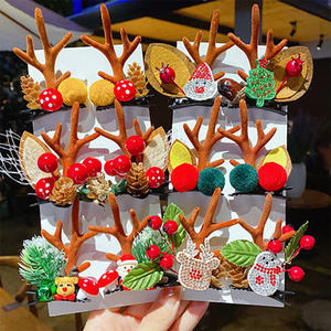 Shenglan Christmas Antler Hairpin Bell Hairpin Flocking Headdress Santa Snowman Tree Elk Hat Hair Clip