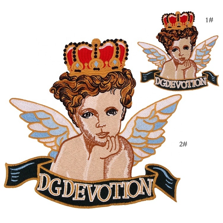 Shenglan Sequins Fashion Crown Angel Fabric Back Patches Wing Crown Motif Applique for Clothes Decorated DIY Sewing