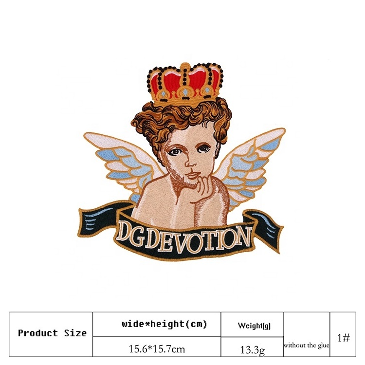 Shenglan Sequins Fashion Crown Angel Fabric Back Patches Wing Crown Motif Applique for Clothes Decorated DIY Sewing