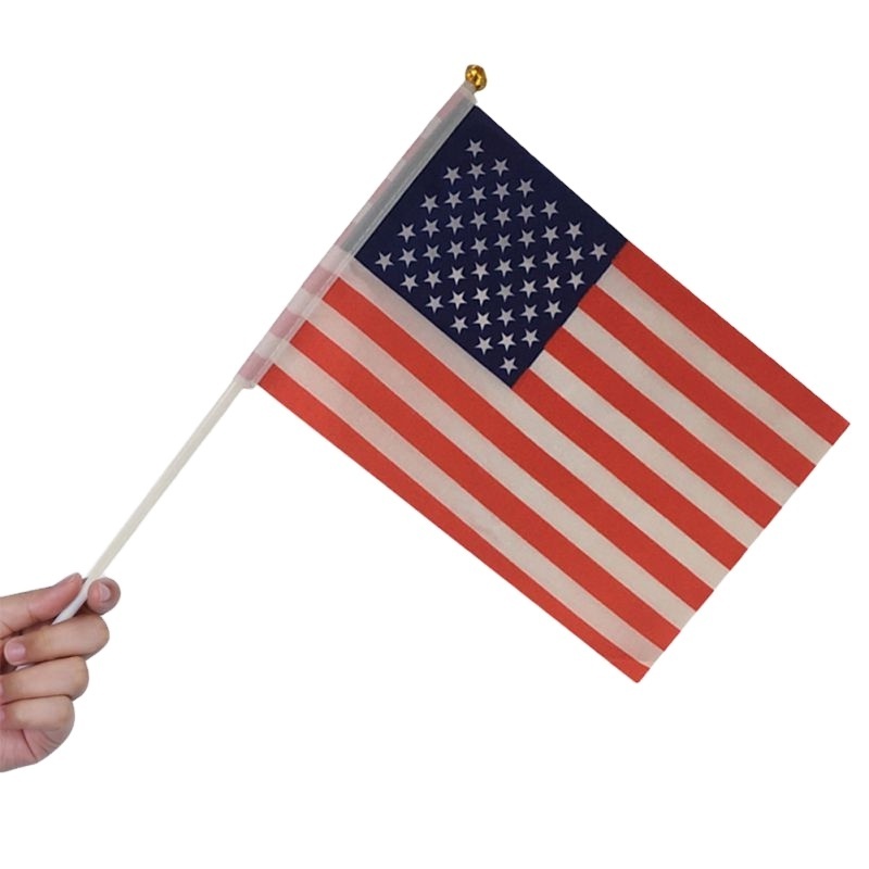 Festival Events Banner promotional American USA Mini Hole United States country national car window Hand Held Stick custom Flag