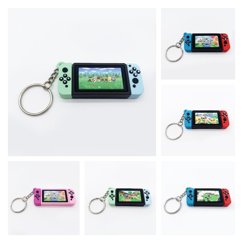 Handle Switch Game Machine Animal Crossing PVC Keychains wallet Keyring Charm Bag Pendant Soft Rubber KeyChain manufacturers