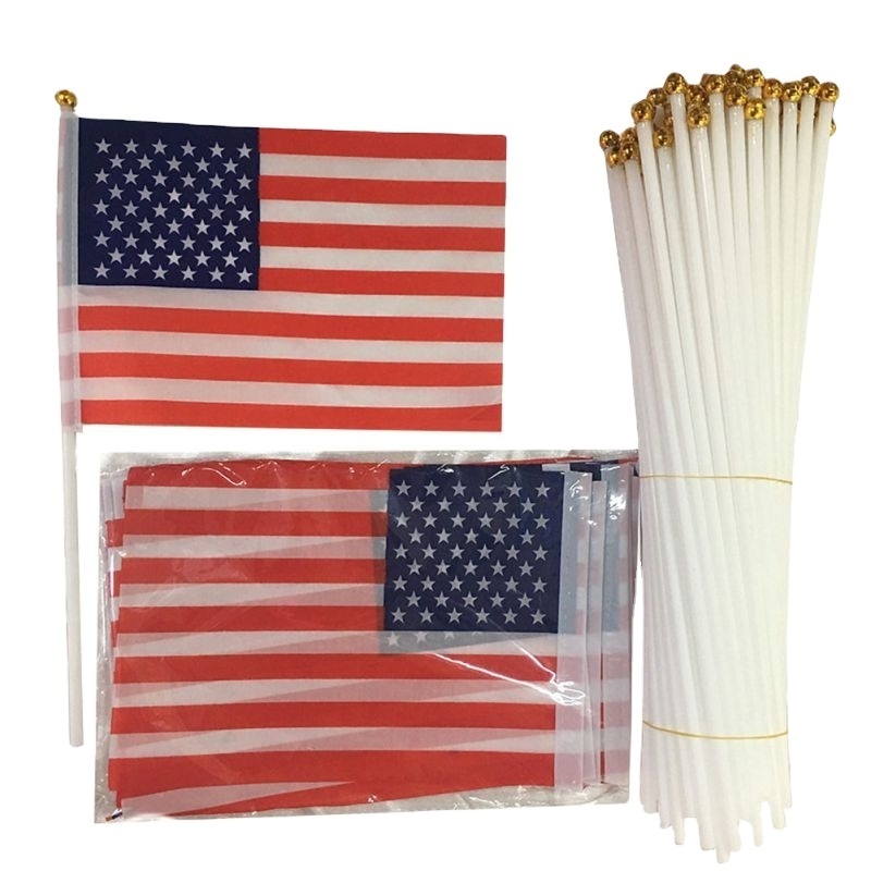 Festival Events Banner promotional American USA Mini Hole United States country national car window Hand Held Stick custom Flag