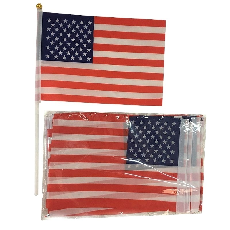 Festival Events Banner promotional American USA Mini Hole United States country national car window Hand Held Stick custom Flag