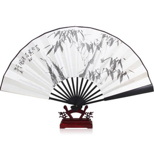 DIY Calligraphy Painting 10/13 inch Handmade Silk Cloth Chinese Folding Fan Wooden Bamboo wedding Antiquity Folding hand Fan