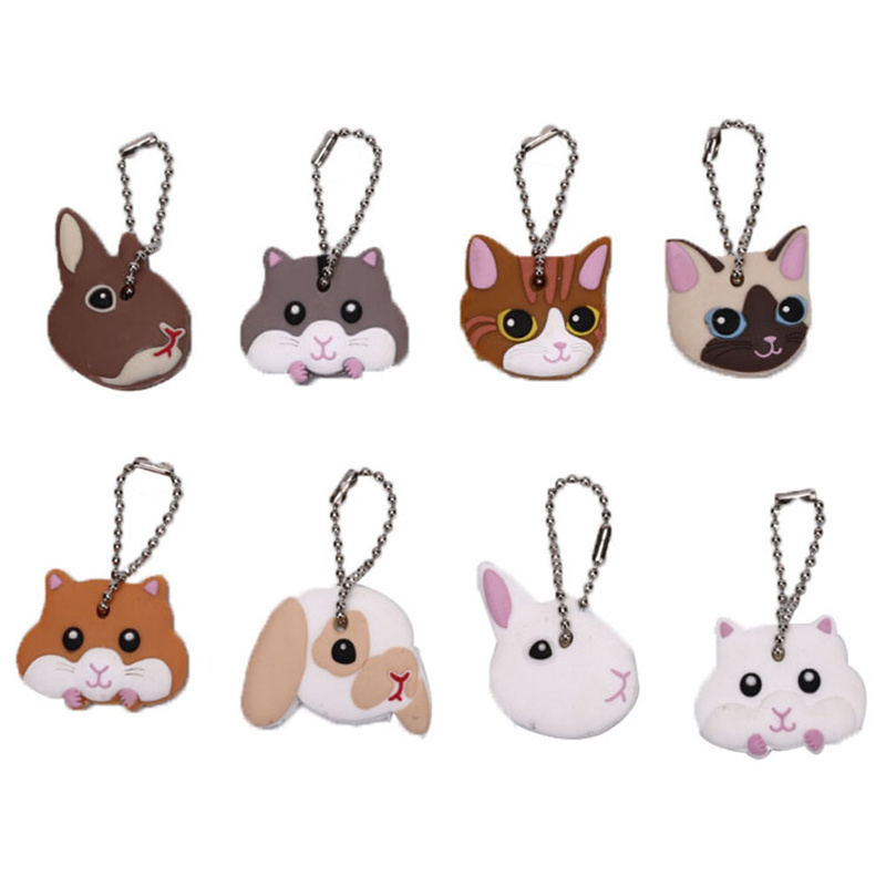 Dog Butterfly Cat Animals Shape Lovely Jewelry Gift Silicone rubber 3d Keychain Case Shell Key Ring Cap Head Cover