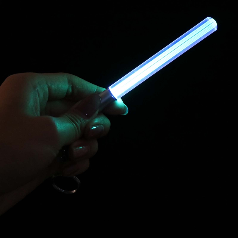 New Durable Glow Flash Torch Magic Wand Stick UV LED Light Mini Lightsaber Keychain