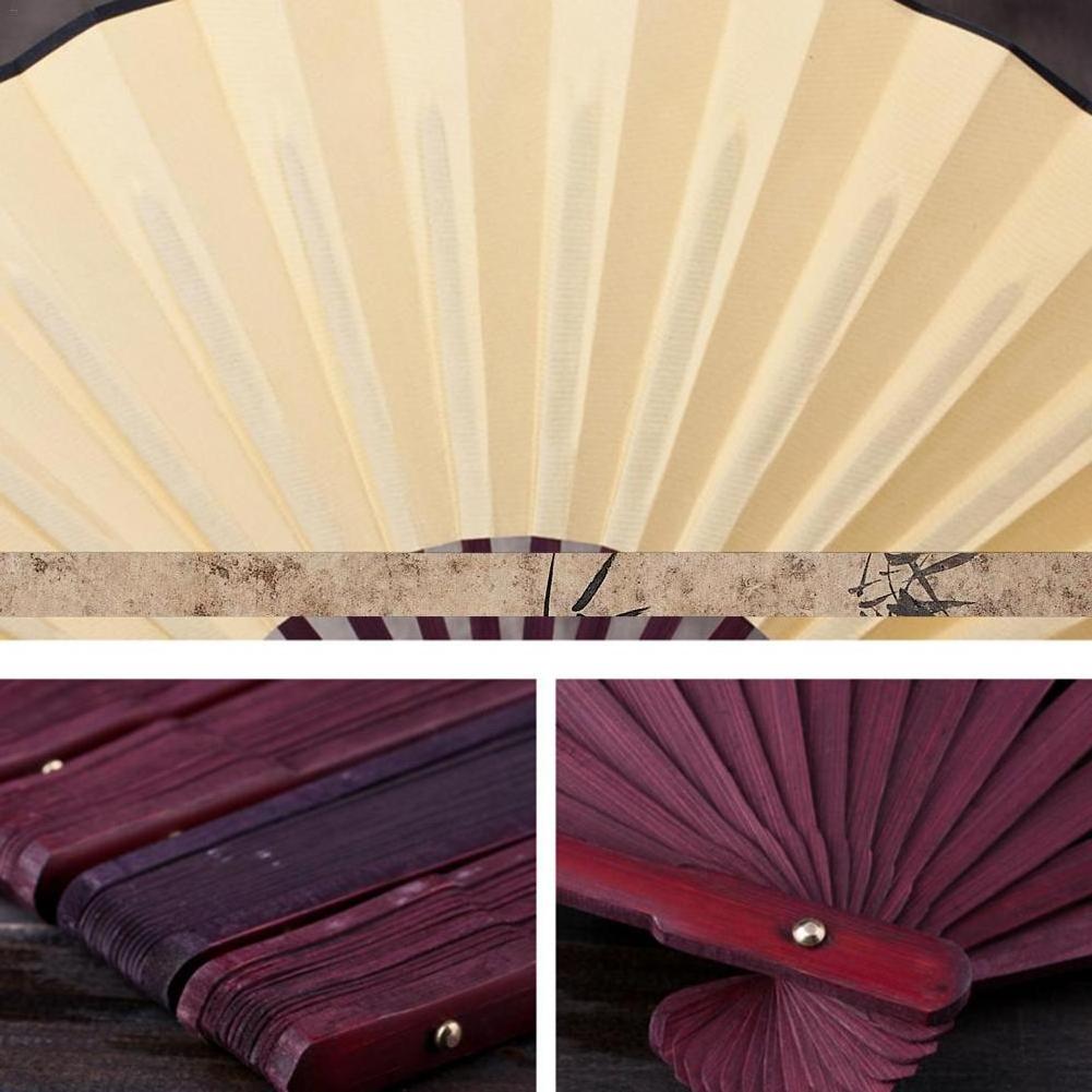 DIY Calligraphy Painting 10/13 inch Handmade Silk Cloth Chinese Folding Fan Wooden Bamboo wedding Antiquity Folding hand Fan