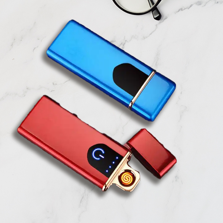 custom Men's Gift Portable  Windproof electronic Electric Lighter USB Rechargeable