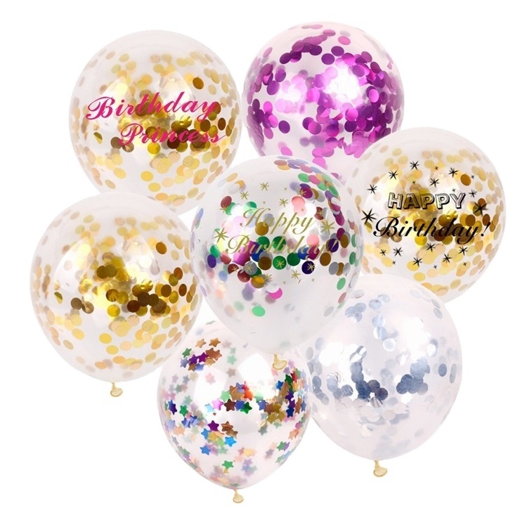 wholesale Gender Reveal Latex Confetti sequined Metallic Balloon for Valentine's happy birthday Wedding party decorations