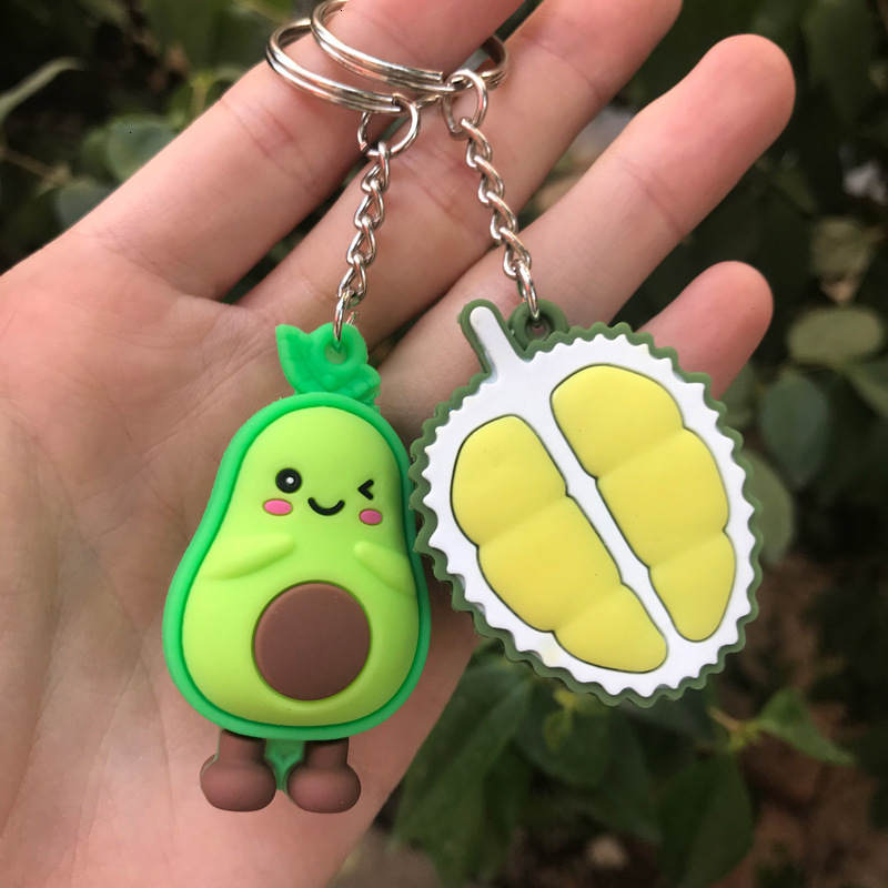 Cartoon Fruits Keychain PVC Carrot Strawberry Pineapple Watermelon Keychain cute For Women Men Key Chain Car part Key Ring