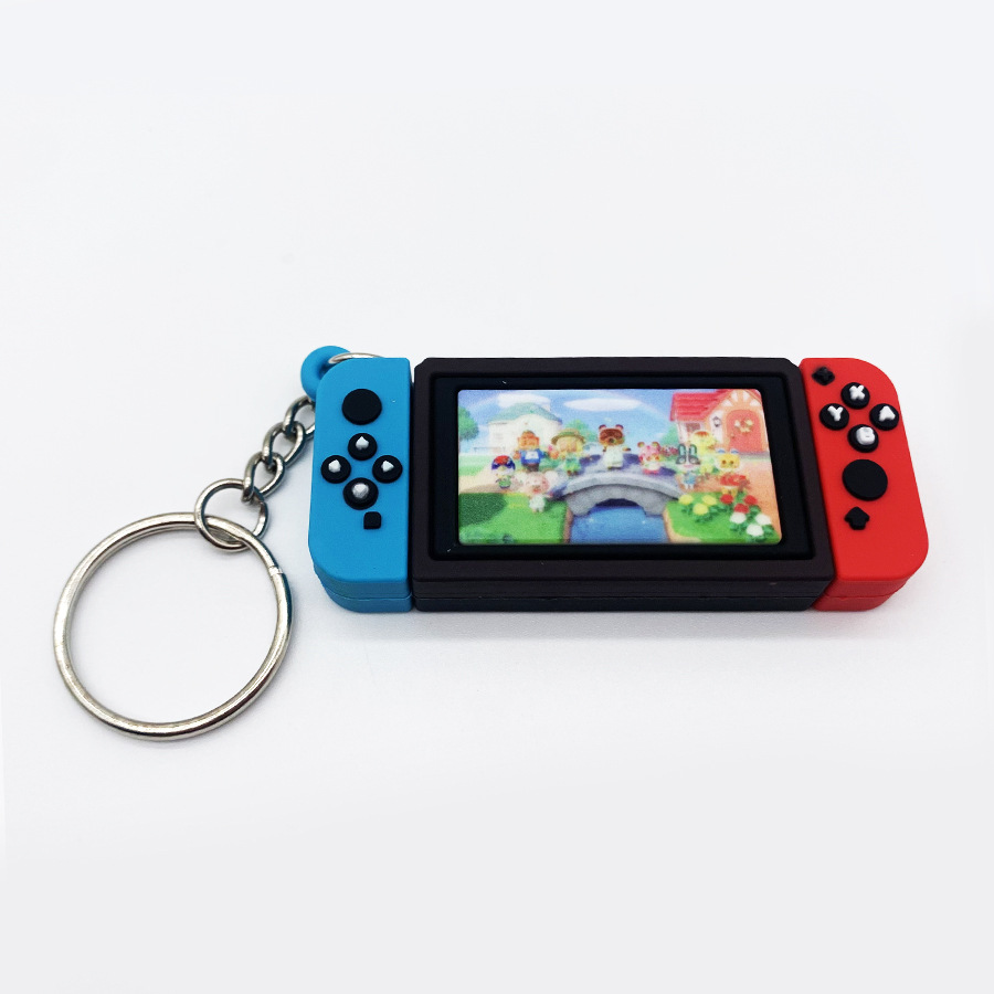 Handle Switch Game Machine Animal Crossing PVC Keychains wallet Keyring Charm Bag Pendant Soft Rubber KeyChain manufacturers