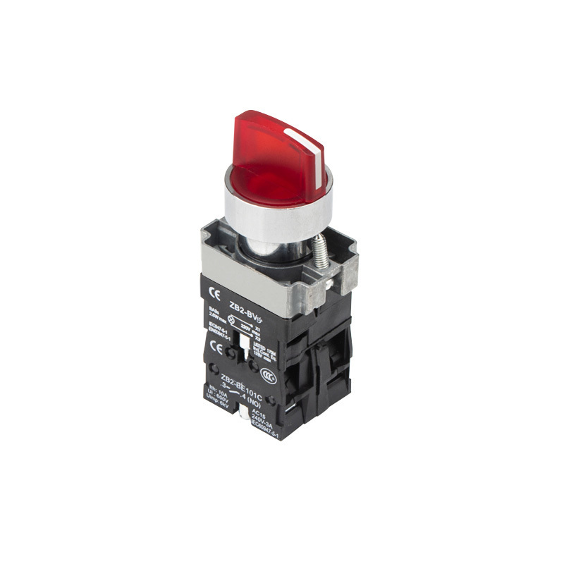 SHENGLEI XB2 Series Self-locking Rotary switch Second gears knob switch 3 Position Red Selector Knob Switch