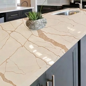 shadong china calacatta gold quartz quartzite stone slab  countertops with veins