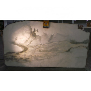 SL Natural Snow White Onyx Slab Bookmatched Marble Onyx M2 Price Backlit Onyx Panel for TV Wall