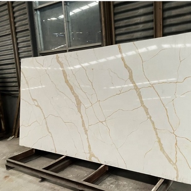 shadong china calacatta gold quartz quartzite stone slab  countertops with veins