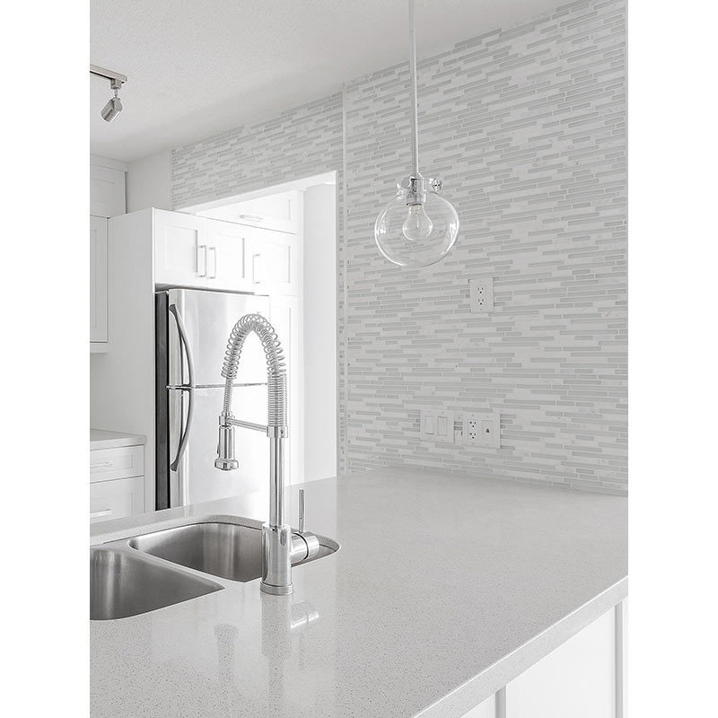 SL Hot salable prefab 2cm 3cm cut calacatta white marble quartz kitchen worktops countertops