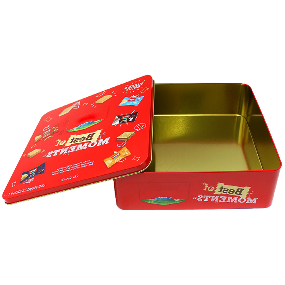 New Design Customization Printed Food Grade Square Shape Storage Metal Container Delicate Gift Packaging Cookies Tin Box