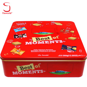 New Design Customization Printed Food Grade Square Shape Storage Metal Container Delicate Gift Packaging Cookies Tin Box