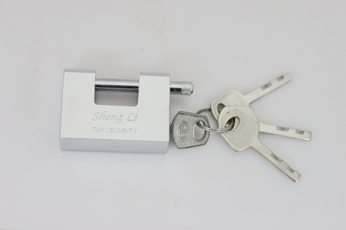 Chrome Plated Hardened solid steel rectangular iron vane padlock