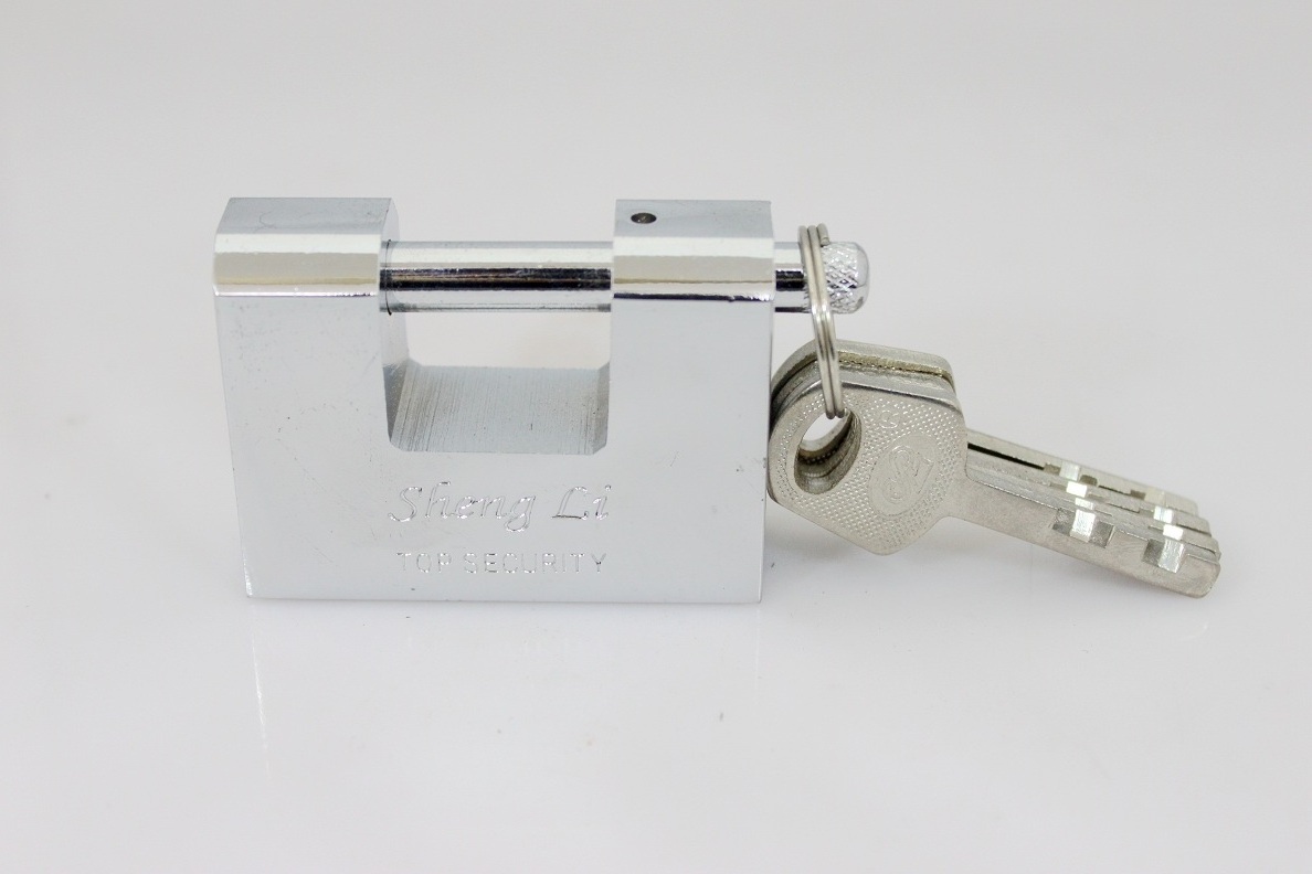 Chrome Plated Hardened solid steel rectangular iron vane padlock