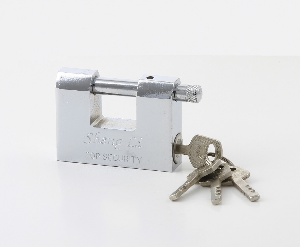 Chrome Plated Hardened solid steel rectangular iron vane padlock