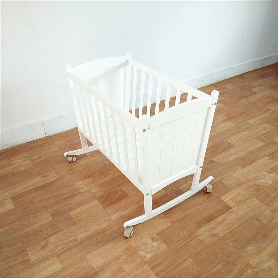 Manufacturer SALE solid wood small baby crib Indian swing cradle bed