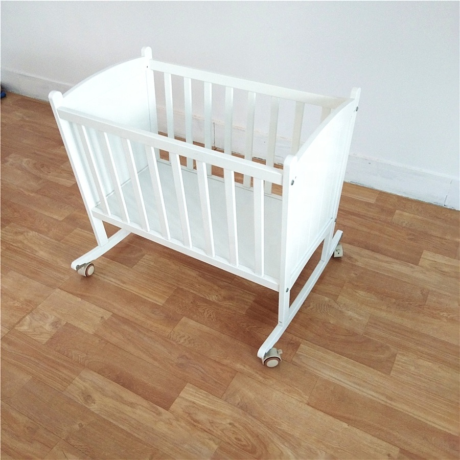 Manufacturer SALE solid wood small baby crib Indian swing cradle bed