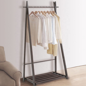 Japan Popular Used Wooden Coat Hanger Stand With Large Storage Shelf